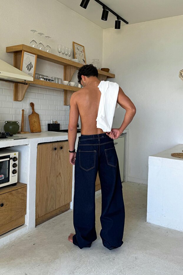 Lacivert Basic Yıkamalı Regular Jean - 5