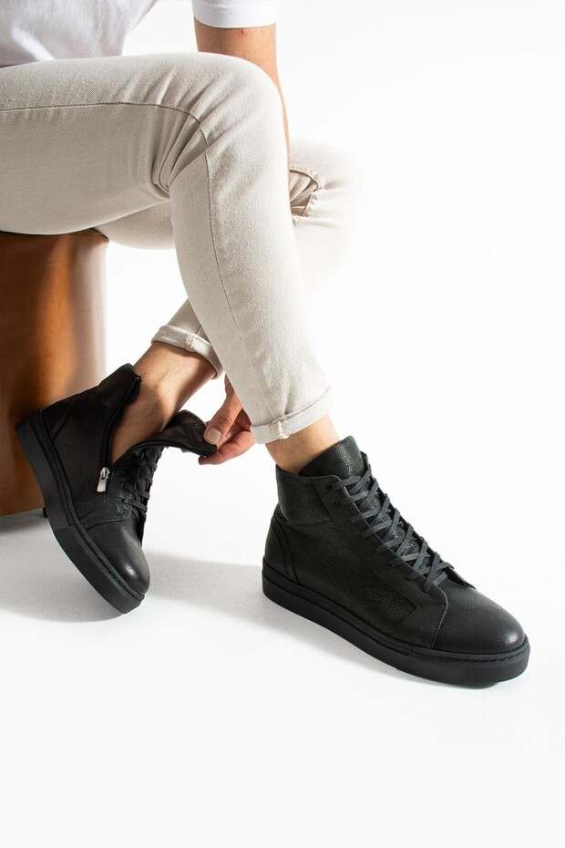 Men's Black Genuine Leather Boots