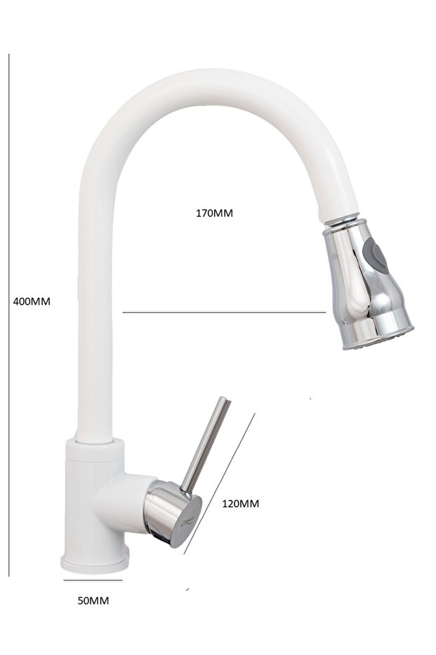 Kitchen faucet, pull-out shower head, two-function aerator - 3
