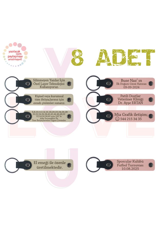 Name Written Leather Keychain, Purple & Navy, Set of 8 Gifts for Your Loved Ones for Your Special Celebrations