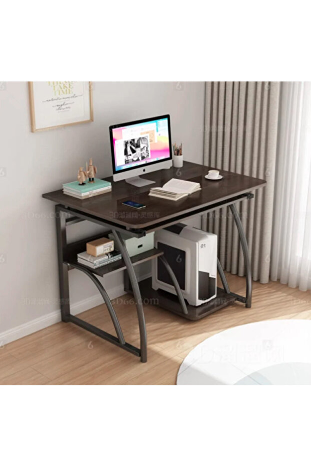 Practical computer table with stylish design and smart storage shelves - 5