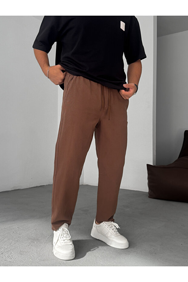 Kahve Regular Fit Diz Dikişli Pantolon YP-5010 - 2