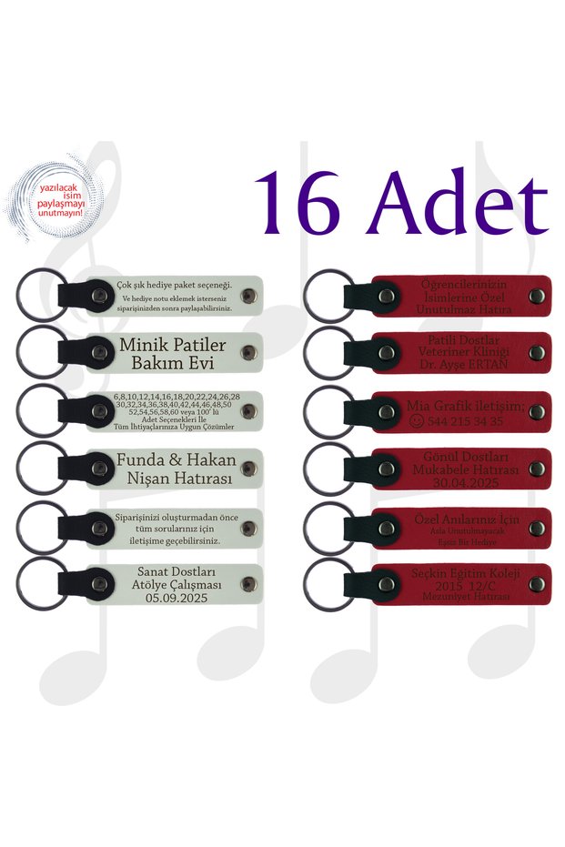 Name Writable Leather Keepsake Keychain, Purple & Navy Blue, for Those Who Are Looking for Very Special Gifts, Set of 16