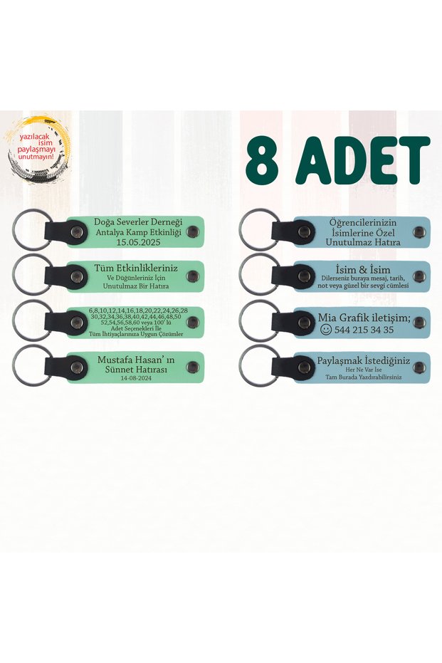 Name Written Leather Keychain, Purple & Navy, Set of 8 Gifts for Your Loved Ones for Your Special Celebrations