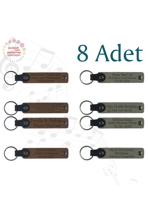 Name Written Leather Keychain, Purple & Navy, Set of 8 Gifts for Your Loved Ones for Your Special Celebrations