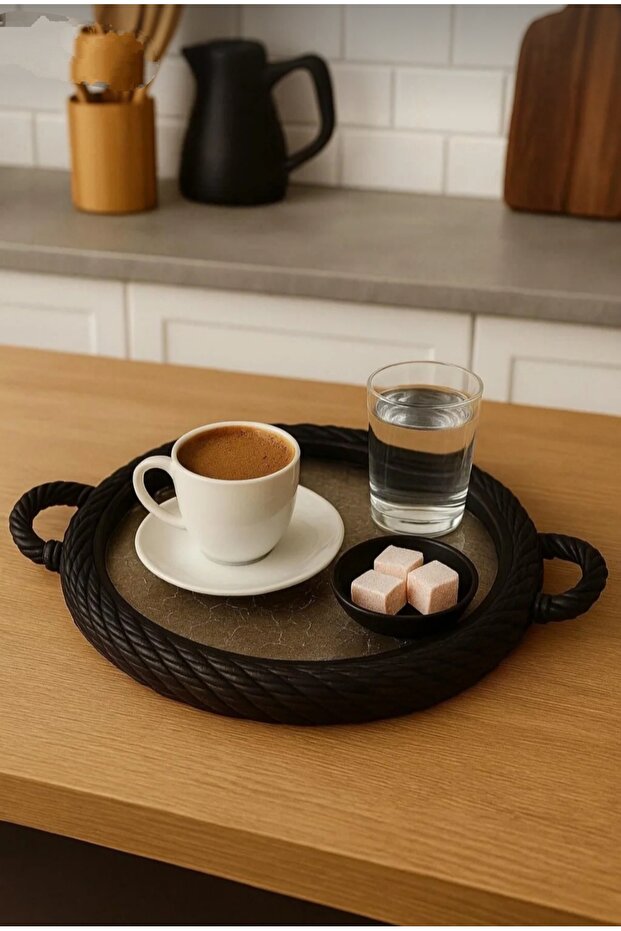 Coffee Presentation Tray Tea Snack Presentation Tray Mesh Patterned Round White Plastic - 1