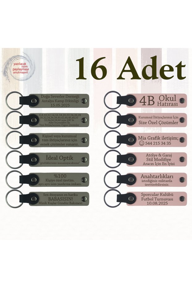 Name Writable Leather Keepsake Keychain, Purple & Navy Blue, for Those Who Are Looking for Very Special Gifts, Set of 16