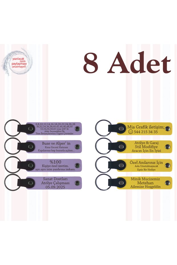 Name Written Leather Keychain, Purple & Navy, Set of 8 Gifts for Your Loved Ones for Your Special Celebrations