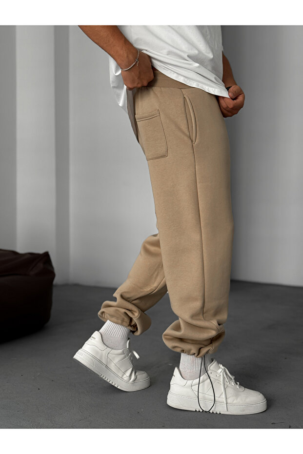 Bej Stoper Paça Şardonlu Eşofman YP-4004 - 5