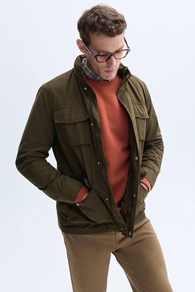 معطف رقيق بغطاء رأس مخفي - 1