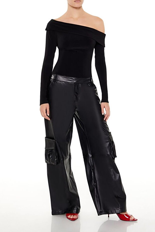 Suni Deri Kargo Pantolon - 2