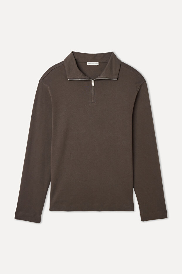 Zipped Polo Neck Sweatshirt