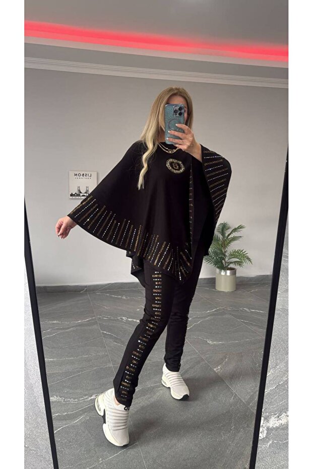 Stone Print Triple Set with Cape