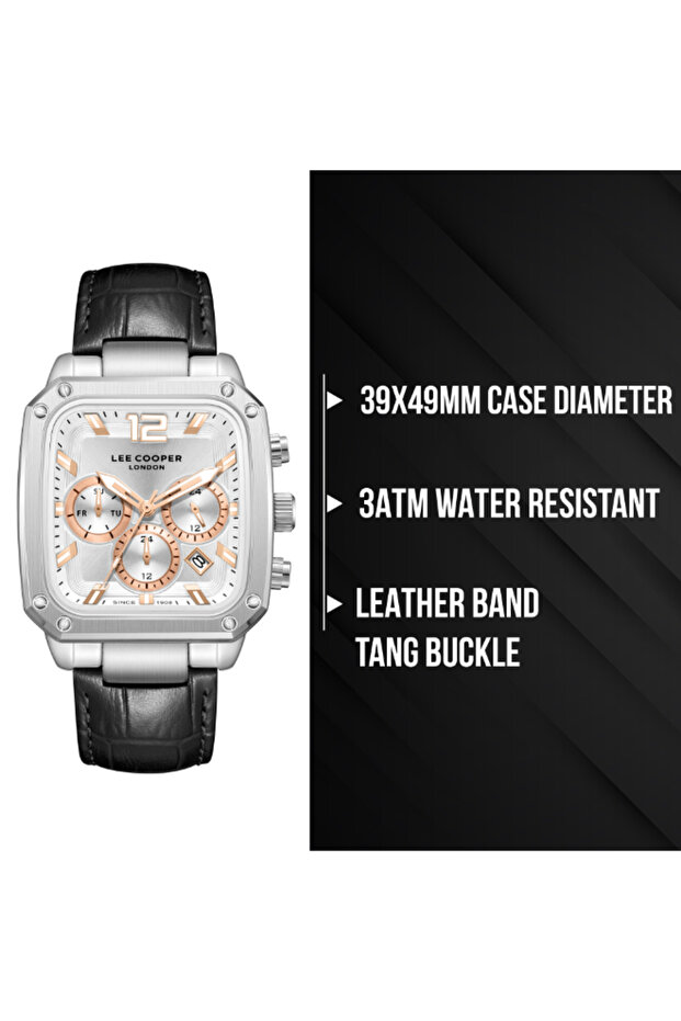 ساعة رجالية متعددة الوظائف بمينا فضي - LC08184.331 - 8