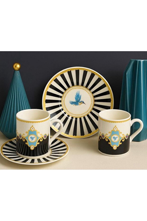 Love Birds Black 2-Person Porcelain Coffee Cup