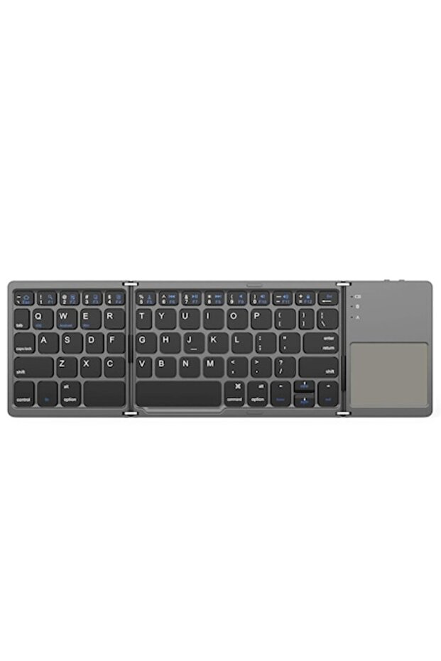 Bluetooth Wireless Keyboard with Triple Design, Touchpad, Ergonomic, Compact and Portable, Dark Gray - 1