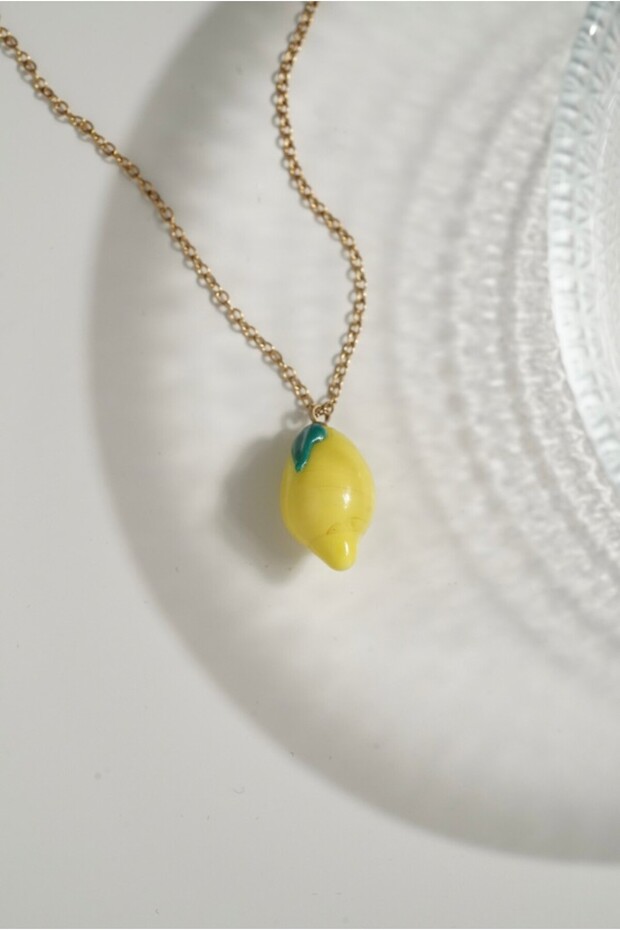Steel Murano Glass Lemon Pendant