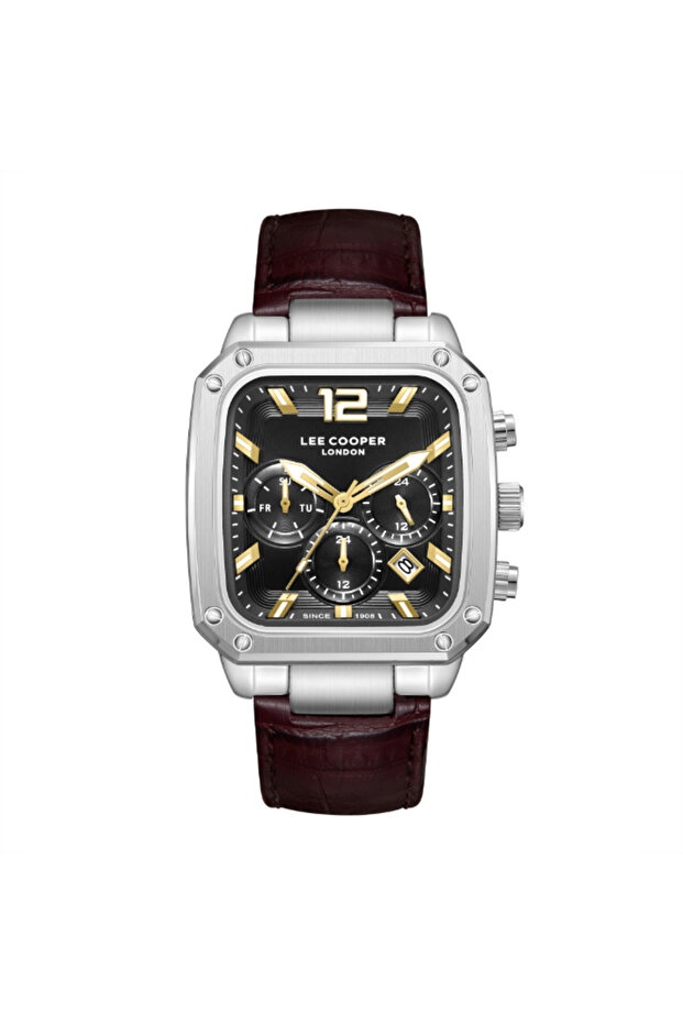 ساعة رجالية متعددة الوظائف بمينا أسود - LC08184.352 - 1