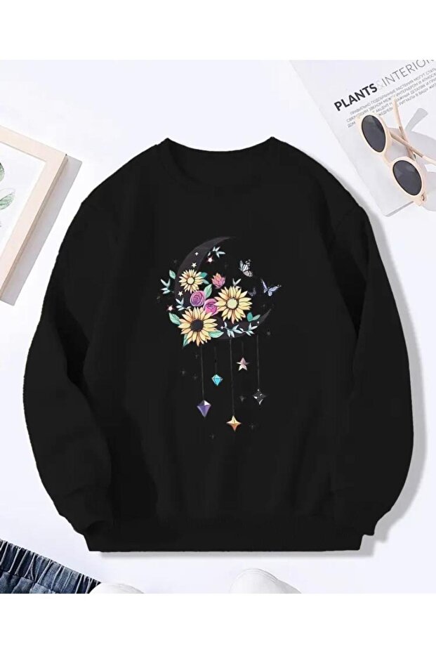 Printed Crew Neck Fleece Sweatshirt