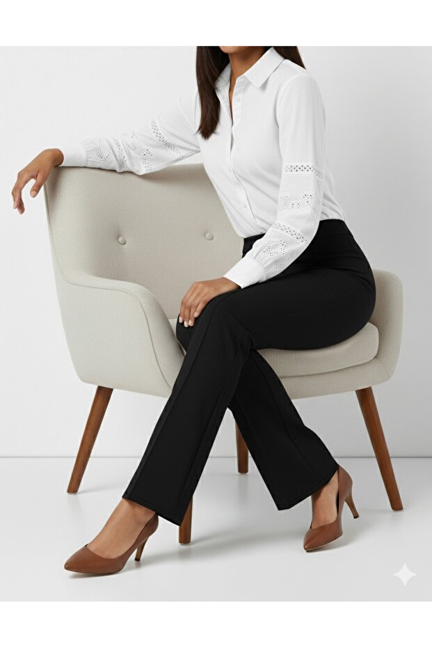 İspanyol Paça Pantolon A1106 Siyah - 2