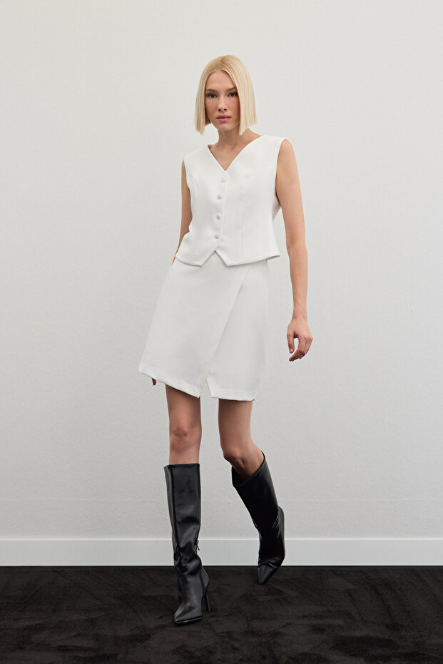 Şort Etek - Ekru - 6