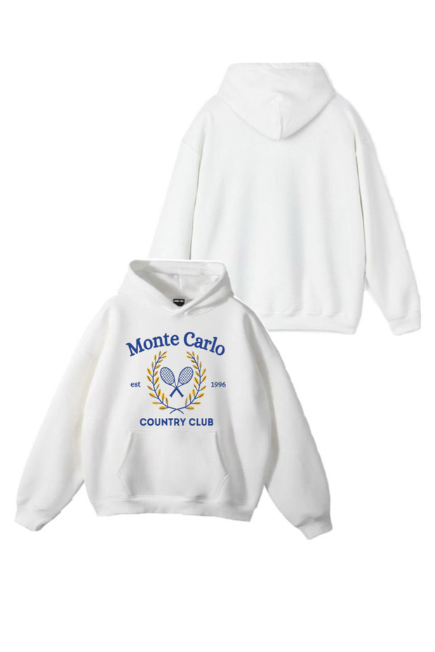 New Season Monte Carlo Tennis Printed 3 Yarn Cotton Hooded Sweatshirt