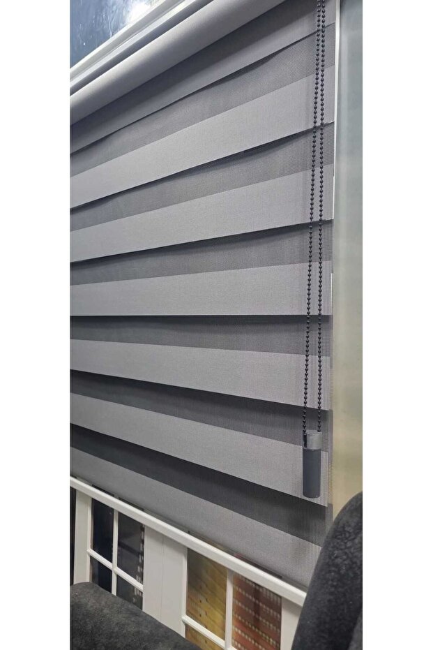 Düz Zebra Bambu Perde Gri Renk Zebra Bambu Perde Düz Gri Perde - 3