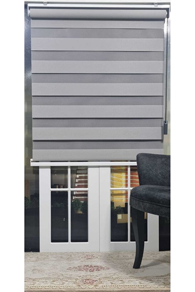 Düz Zebra Bambu Perde Gri Renk Zebra Bambu Perde Düz Gri Perde - 2