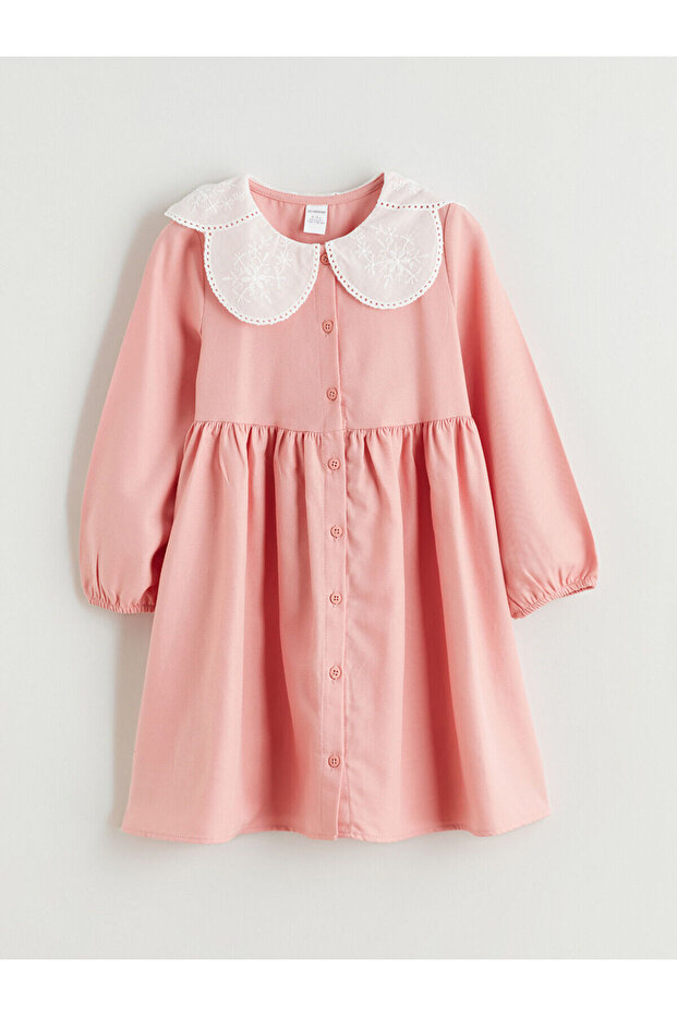 Pembe Bebe Yaka Kız Bebek Elbise - 3