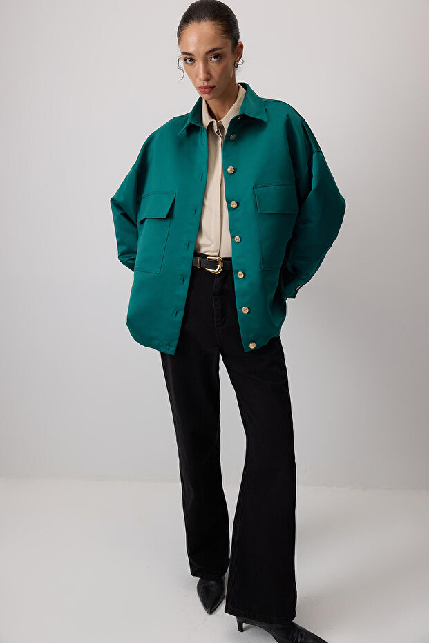 Drawstring Satin Oversize Jacket