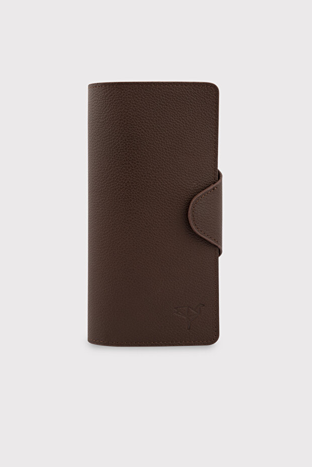 Unisex Brown Martha Genuine Leather Portfolio Wallet