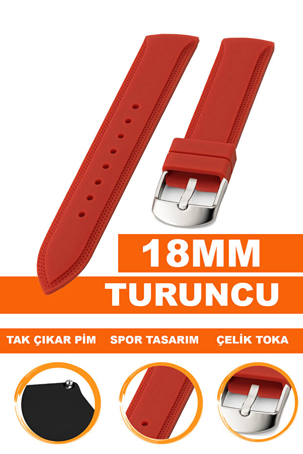 18mm Watch Compatible Soft Silicone Watch Band Strap A18-18Mm
