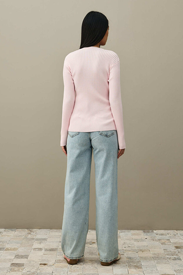 Yırtmaçlı Basic Kazak Pembe - 6