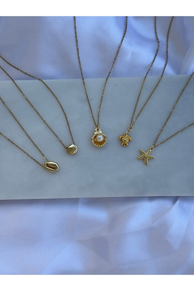 Minimal Minik İstiridye Gold Kolye - 6