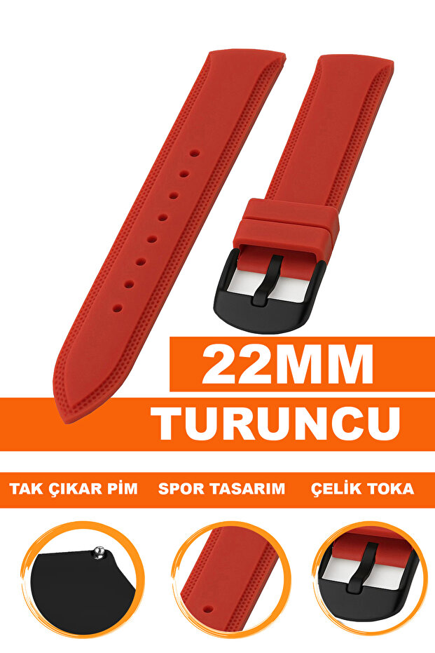 22mm Watch Compatible Soft Silicone Watch Band Strap A18-22Mm