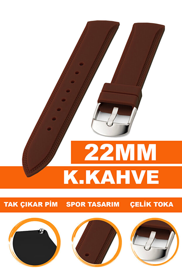 22mm Watch Compatible Soft Silicone Watch Band Strap A18-22Mm