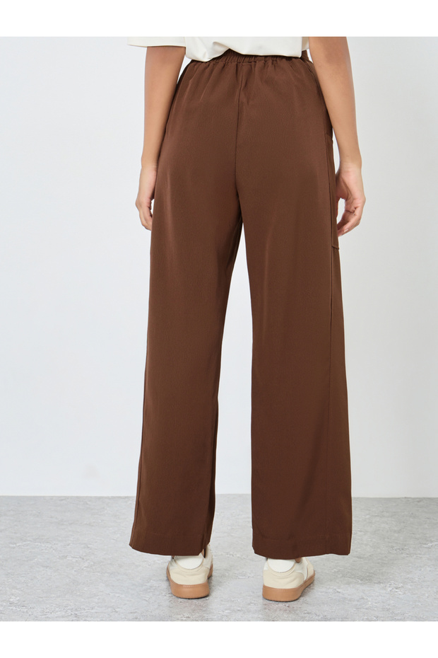 Solid Wide Leg Pants with Drawstring - 5