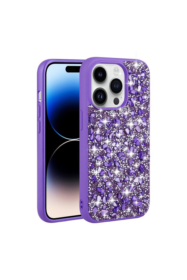 حافظة متوافقة مع هاتف iPhone 14 Pro Max بتصميم حجر لامع من نوع SHRP Linea - أرجواني