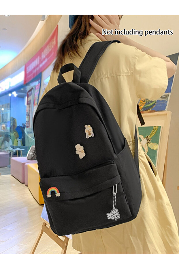 Solid Zip Closure Backpack - 3