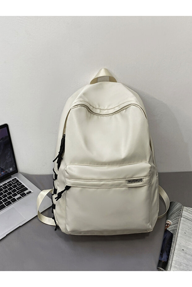Solid Zip Closure Backpack - 1