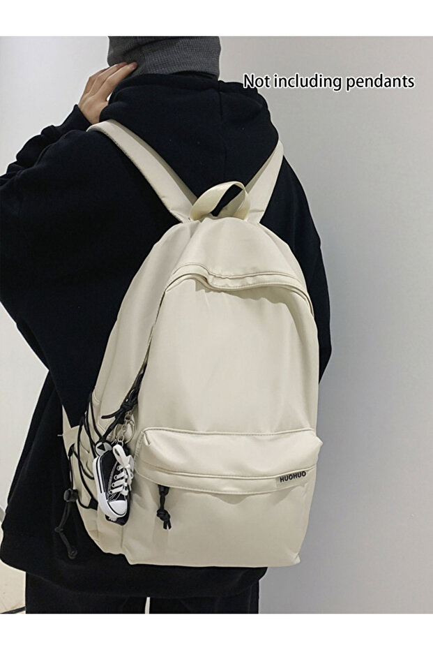 Solid Zip Closure Backpack - 5