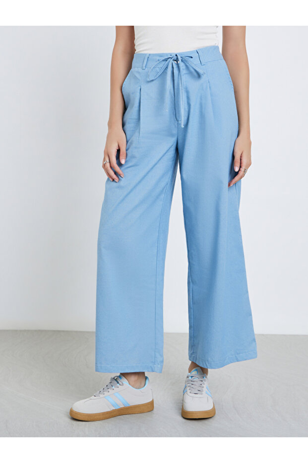 بنطال جينز أرجل واسعة مع رباط - 2