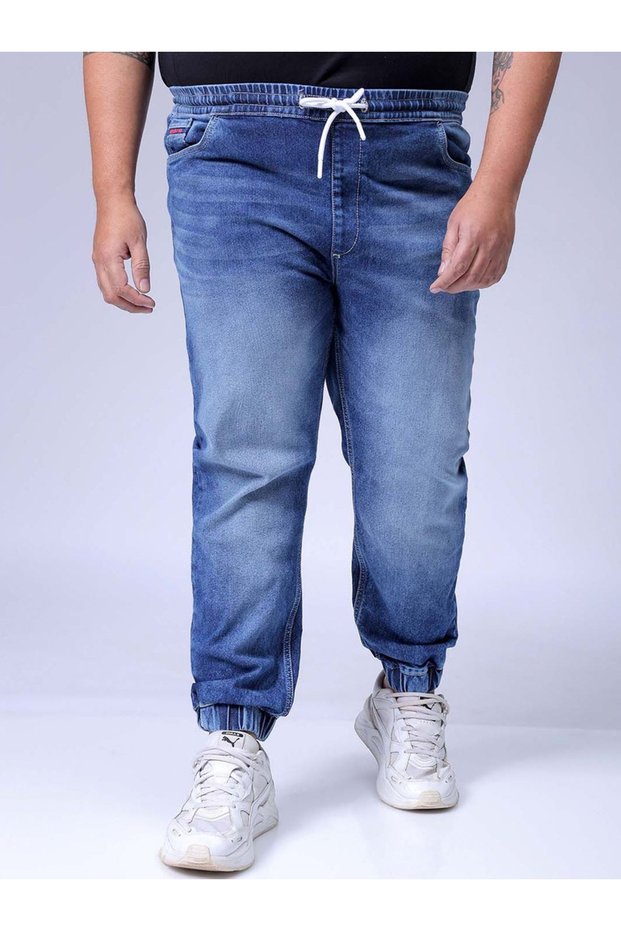 Plus Size Men Faded Slim Fit Jeans