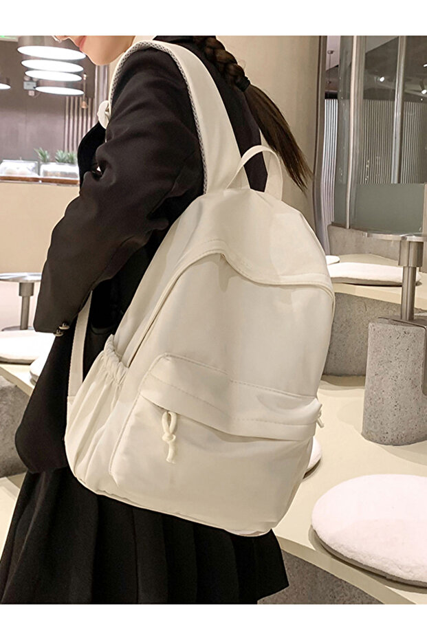 Solid Zip Closure Backpack - 4