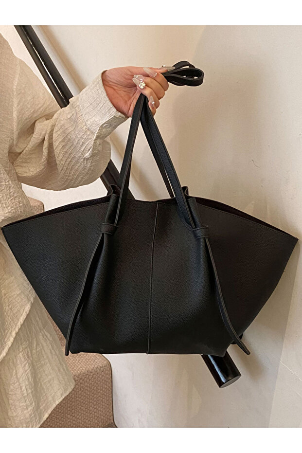 Solid Double Strap Shoulder Bag With Purse set - 2