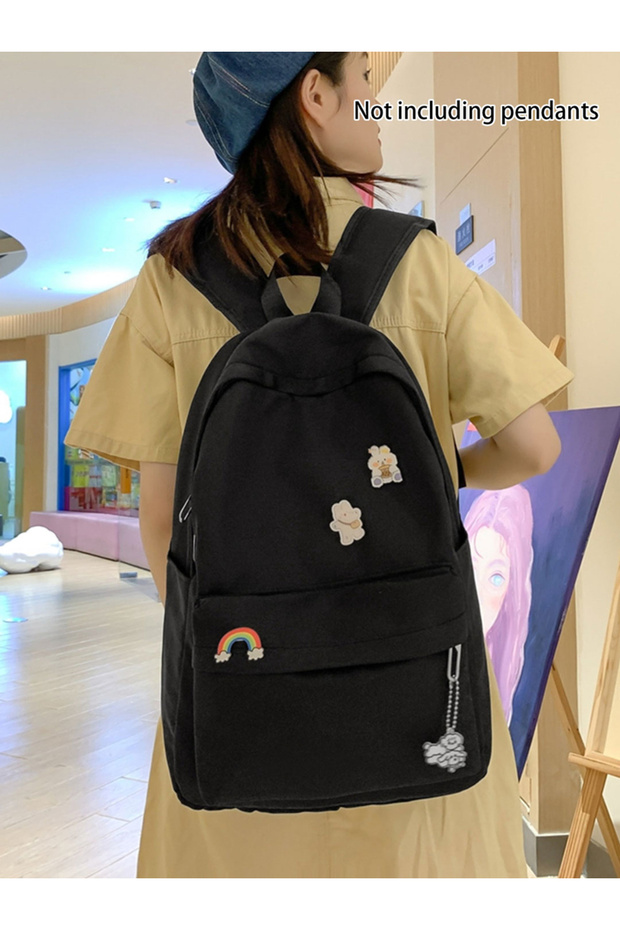 Solid Zip Closure Backpack - 5