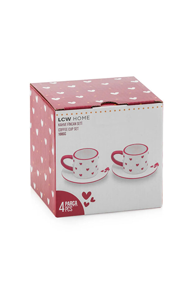 LCW HOME Kırmızı Kalp Baskılı 2 Kişilik Kahve Fincan Takımı 110 Ml - 4