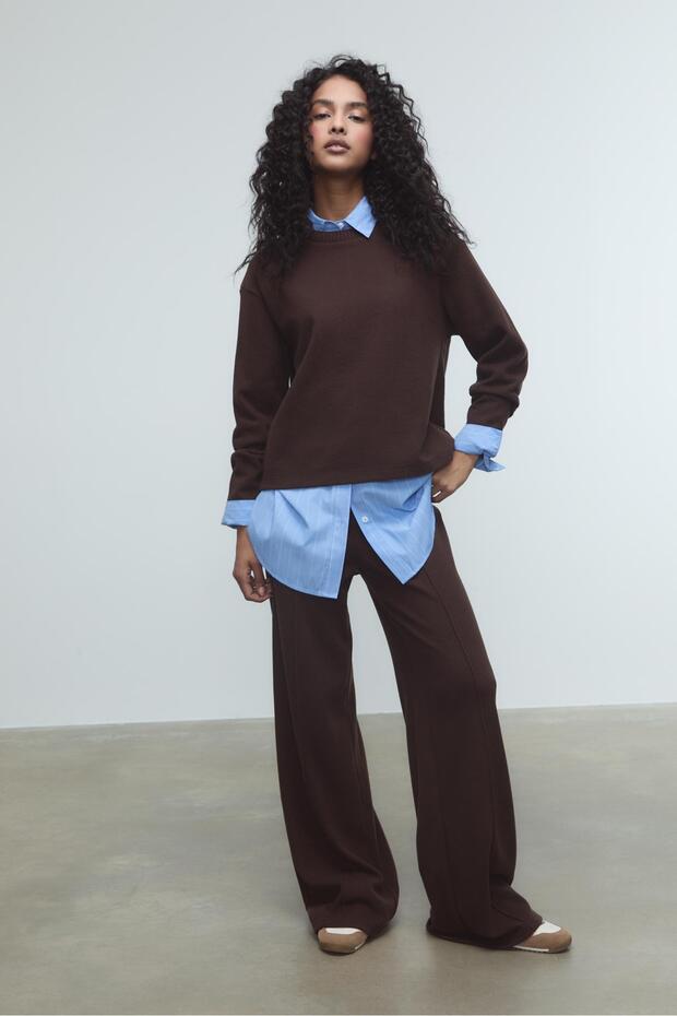 Bisiklet Yaka Örme Tişört - 2