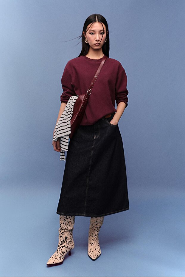 Bisiklet Yaka Örme Tişört - 4