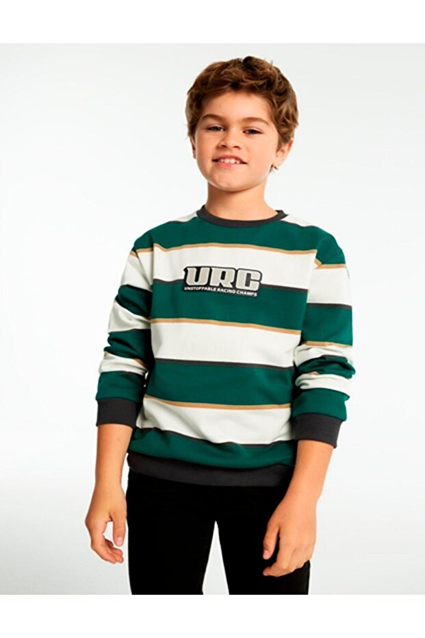Boy's Striped Sweatshirt Green